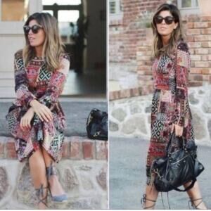 Zara Woman Patchwork Print Maxi Dress Size XS